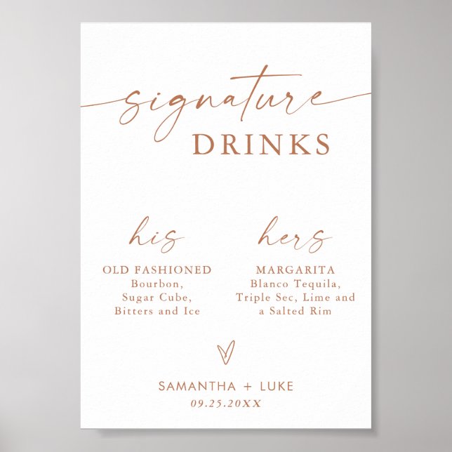 Gebärdensignatur Trinkzeichen, 12x18" Modernes Bar Poster (Vorne)