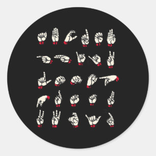 Gebärdensprache - Alphabet A bis Z ASL Deaf Awaren Runder Aufkleber