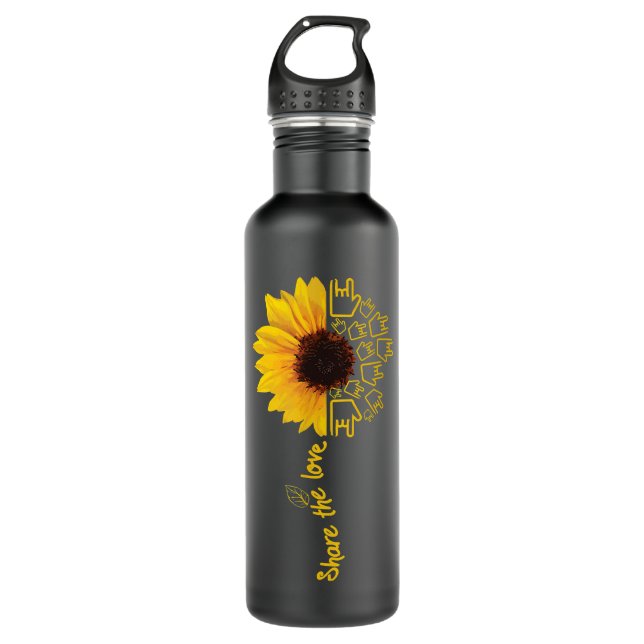 Gebärdensprache - ASL - Amerikanische Sonnenblume  Edelstahlflasche (Vorderseite)