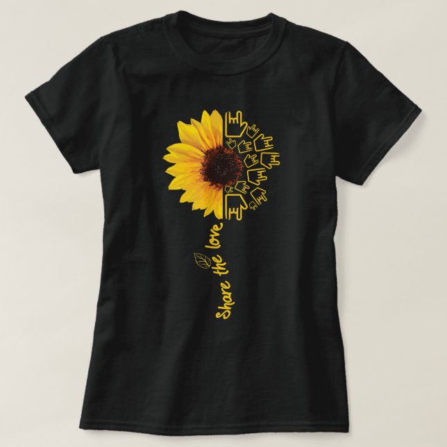 Gebärdensprache - ASL - Amerikanische Sonnenblume  T-Shirt (Design vorne)