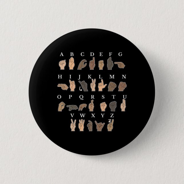 Gebärdensprache Asl Hand Gesture Taube Bewusstsein Button (Vorderseite)