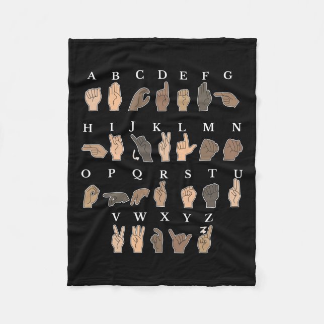 Gebärdensprache Asl Hand Gesture Taube Bewusstsein Fleecedecke (Vorderseite)