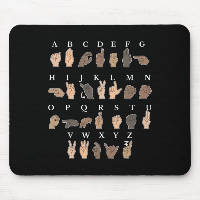 Gebärdensprache Asl Hand Gesture Taube Bewusstsein Mousepad (Vorne)