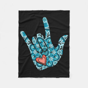 Gebärdensprache ASL I Love You Geste Herz Gehörlos Fleecedecke