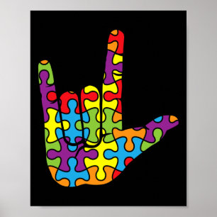 Gebärdensprache ASL Liebe - Autistisches Puzzle Au Poster