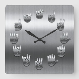 Gebärdensprache - bleifrei quadratische wanduhr