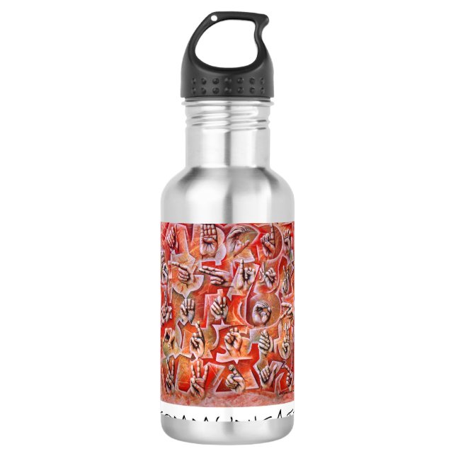 Gebärdensprache Edelstahlflasche (Vorderseite)