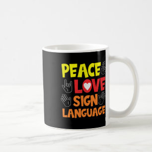 Gebärdensprache Handdolmetscher als tiefes Bewusst Kaffeetasse