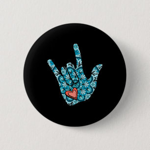 Gebärdensprache I Liebe You Gesture Heart Deaf Awa Button