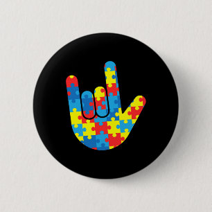 Gebärdensprache Liebe ASL Autismus Geschenk Bewuss Button