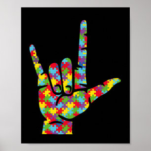 Gebärdensprache Liebe ASL Hand Autismus-Bewusstsei Poster