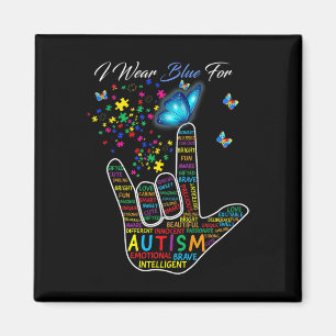Gebärdensprache Liebe ASL Hand Ich trage Blau für Magnet