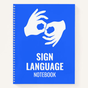 Gebärdensprache Notizbuch – ASL Hände Symbol Blau