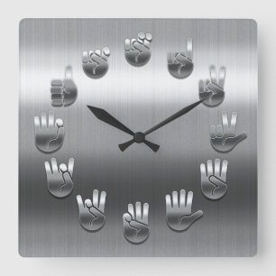 Gebärdensprache - rostfrei quadratische wanduhr