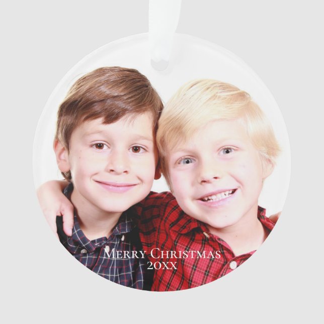 Gebärende |Red|Foto Frohe Weihnachten Ornament (Vorderseite)
