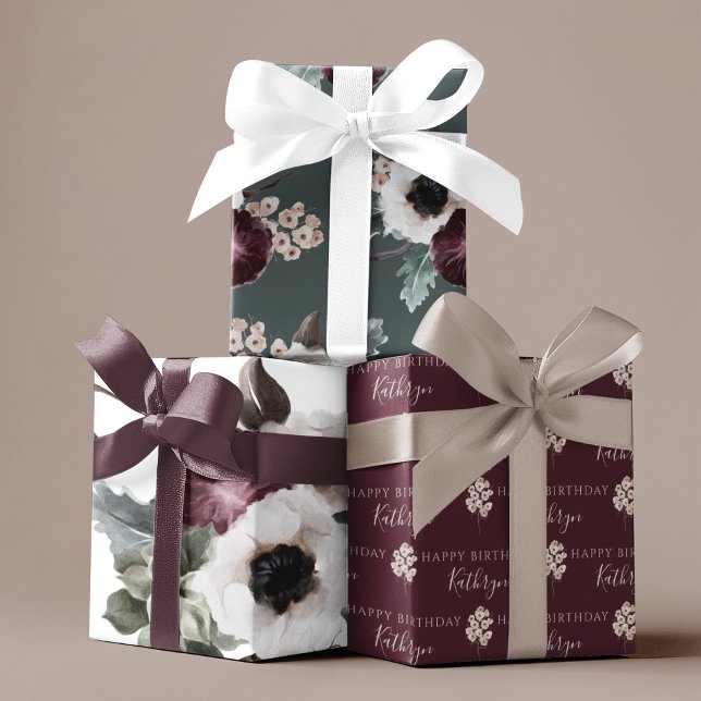 Gebärmutterblättern für die Blumenbedeckung Geschenkpapier Set (Celebrate someone special with these personalized wrapping paper sheets! )