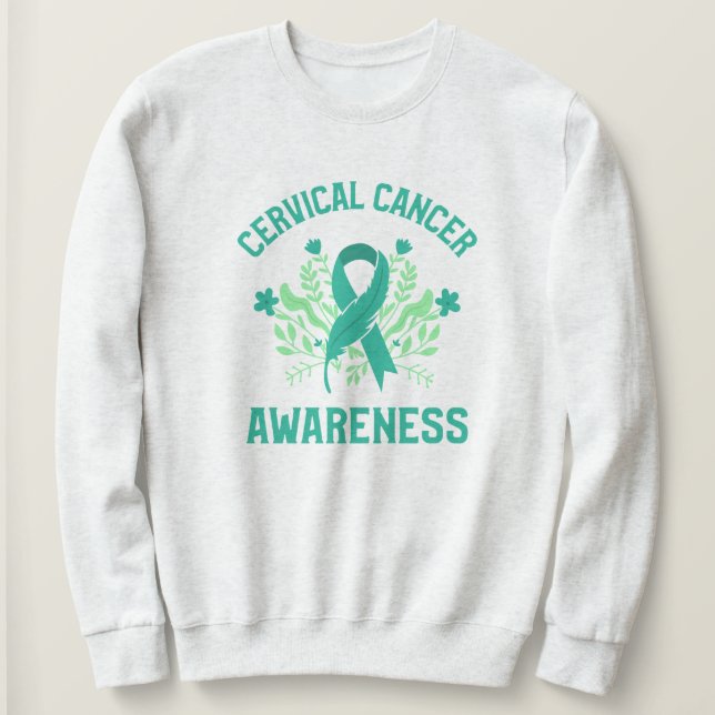 Gebärmutterhalskrebs-Bewusstsein Blumenkohl Aquama Sweatshirt (Design vorne)