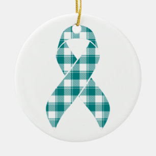 Gebärmutterhalskrebs-Bewusstseins-Karo Türkises Ba Keramik Ornament