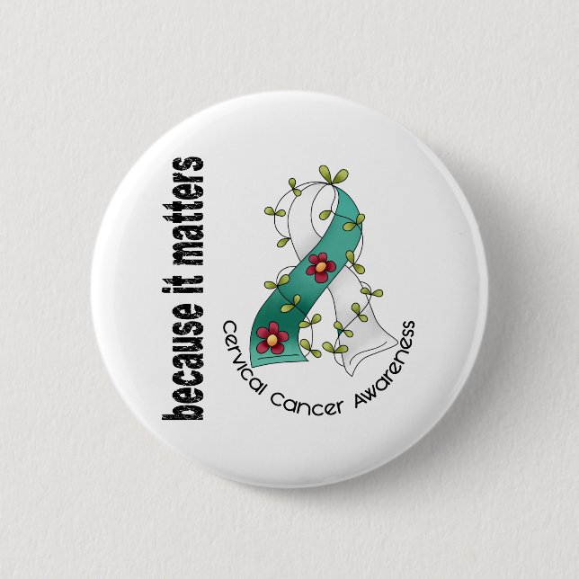 Gebärmutterkrebs-Blumen-Band 3 Button (Vorderseite)