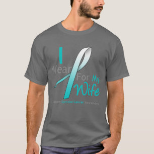 Gebärmutterkrebs trage ich aquamarines und Weiß T-Shirt