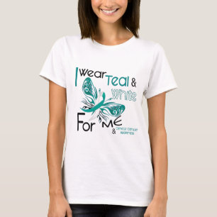 GEBÄRMUTTERkrebs trage ich aquamarines und Weiß T-Shirt