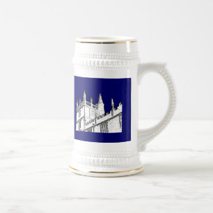 Gebäude 1986 Oxfords England windt sich Weiß Bierglas