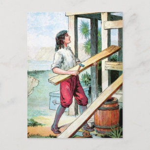Gebäude a Kabine, Bauwesen Postkarte