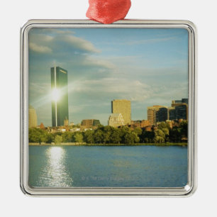 Gebäude am Sonnenuntergang, Turm Johns Hancock, Silbernes Ornament