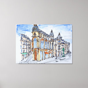 Gebäude auf der Rue Reaumur, Paris, Frankreich Leinwanddruck
