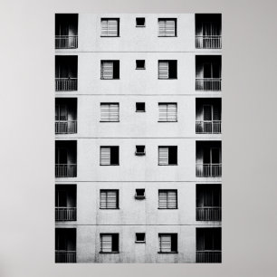 Gebäude aus Weißbeton Poster