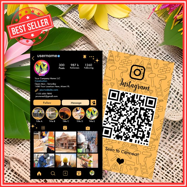 Gebäude Bau Instagramm Peach | QR-Code Visitenkarte (Von Creator hochgeladen)