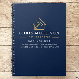 Gebäude Bau Navy Blue Gold Notizblock