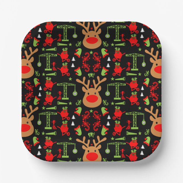 Gebäude Bau Weihnachten Pappteller (Vorderseite)
