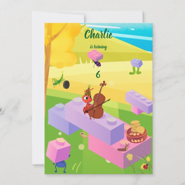 Gebäude Block Ant Cookie Geburtstag Einladung (Vorderseite)