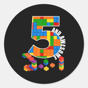 Gebäude Blockbricks 5 Jahre alt Phantastischer Geb Runder Aufkleber