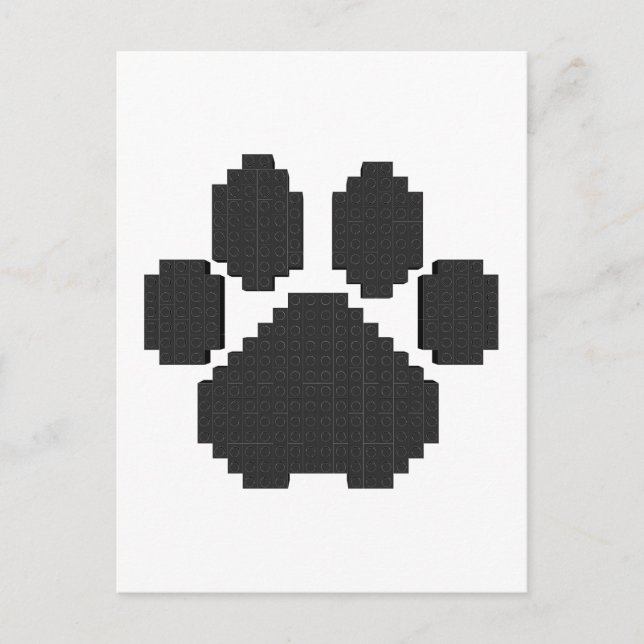 Gebäude-Blöcke für Black Dog Pawprint Postkarte (Vorderseite)