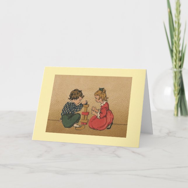 Gebäude-Blöcke für Vintage Kinder Karte (Vorderseite)