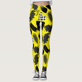 Gebäude-Blöcke.Schwarz und Weiß.w.01x4 B Gelbe BG Leggings