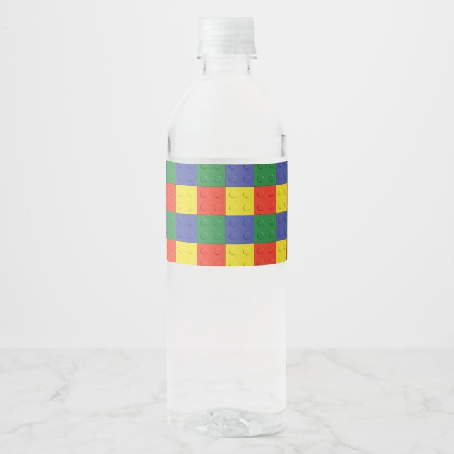 Gebäude-Blöcke und Ziegel Wasserflasche-Etikett (Vorderseite)