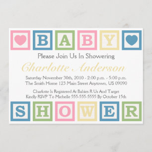 Gebäude blockiert Baby Shower Invitiations (Gelb) Einladung