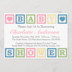 Gebäude blockiert Baby Shower Invitiations (Pink) Einladung