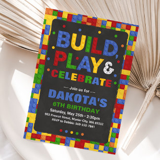 Gebäude Blocks Birthday Boy Bricks Einladung