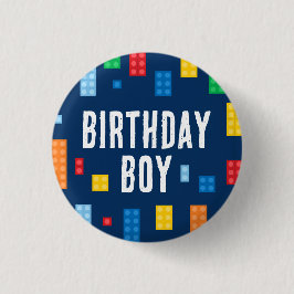 Gebäude Blocks Birthday Boy Button