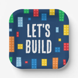 Gebäude Blocks Boy Geburtstag Pappteller