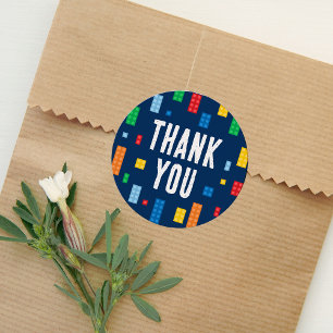 Gebäude Blocks Boy Geburtstag Runder Aufkleber