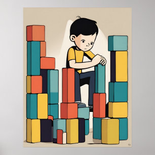 Gebäude Blocks - Kinderspielzeug Poster
