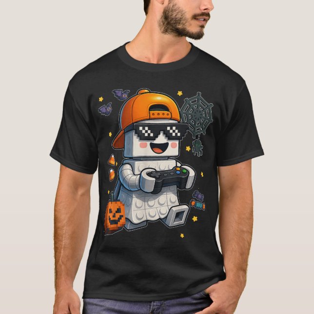 Gebäude Brick Boo Game Controller Halloween T-Shirt (Vorderseite)