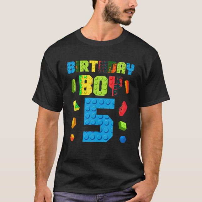 Gebäude Bricks 5th Birthday Boy 5 Five Year Maste T-Shirt (Vorderseite)