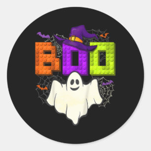 Gebäude Bricks Boo Halloween Ghost Hexe Gruppe Bo Runder Aufkleber