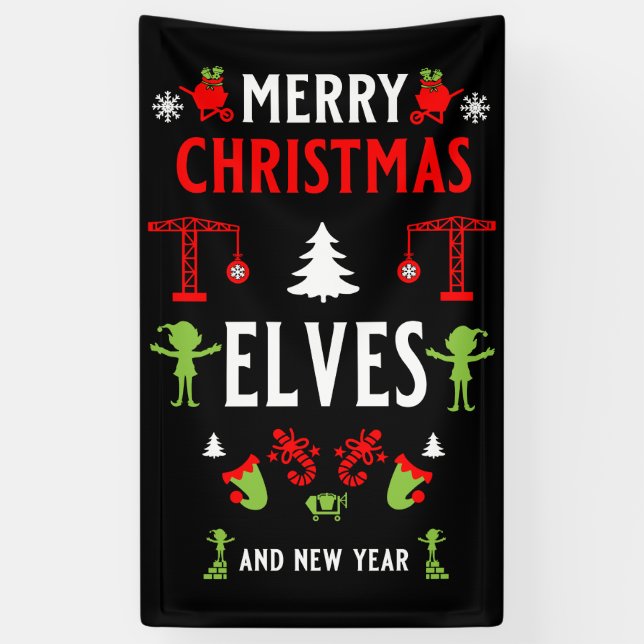 Gebäude Construction Christmas Ugly Banner (Vertikal)